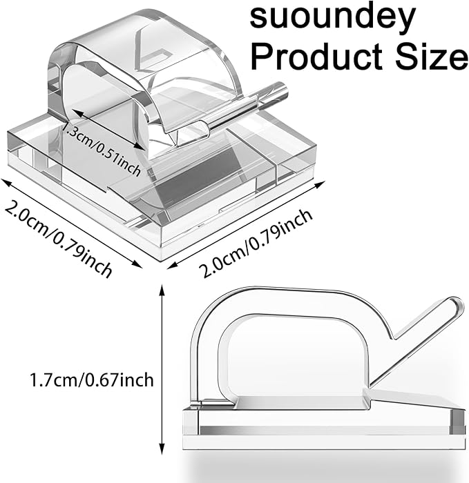 65Pcs Cable Clips, Adhesive Cable Organizer Cord Holder Wire Clip Wire Management Self Adhesive Hooks Wire Holder for Office, Home(Transparent, 65PCS-Large)