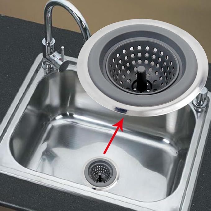 2 Pack Silicone Sink Drain Strainer | 4.5 Inch Wide Rim Filter Kitchen Strainer with Stainless Steel Core - Prevent Clogging & Protect Pipes, Large Drain Protector for Home Improvement