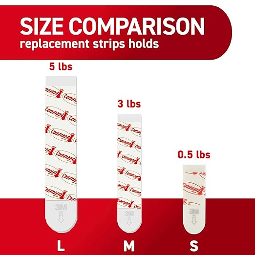 Command 5 lb Indoor Large Replacement Strips, 20 Strips, Damage-Free Wall Hanging, Re-Hang Large Hooks for Home and Wall Decor, White Adhesive