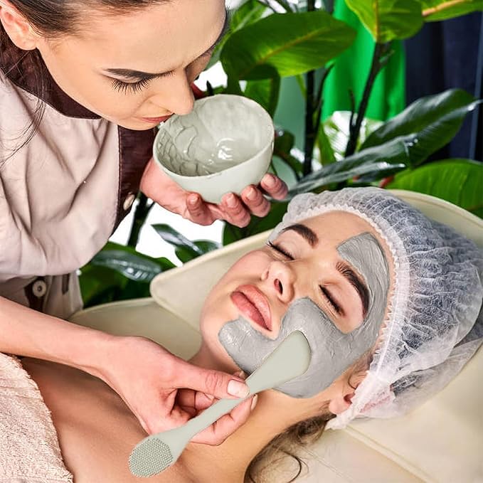 Face Mask Brush Applicator, Mask Brushes For Facials Cleansing & Exfoliating, Facial Clay Mask Applicator Tool Silicone Mask Spatula Cream Skincare For Apply Cream, Lotion, Mud, Clay (Black+Starlight)