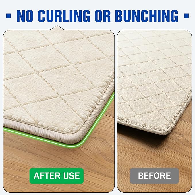 Songrey Rug Tape Rug Corner Grippers 24PCS, Reusable Double-Sided Carpet Tape to Hold Area Rugs Down, Non Slip Rug Pads Gripper for Hardwood Floors No Damage