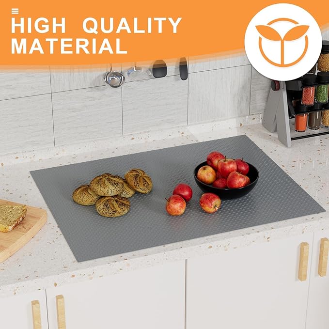 FLPMIX Kitchen Cabinet Shelf Liner: 19" Wide Waterproof Under Sink Mat - Dark Grey Non-Adhesive Easy to Cut Large Drawer Liner for Pantry Bathroom Cupboard 19" W x 300" L