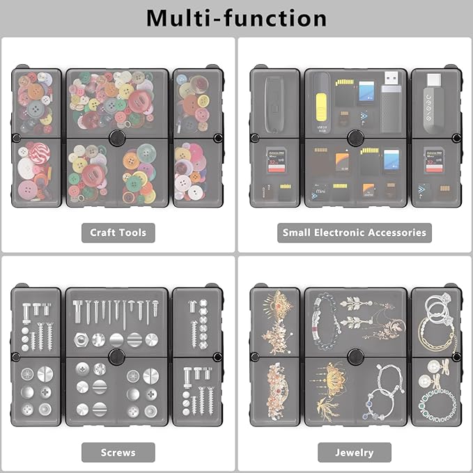 FYY 2 Pcs Daily Pill Organizer, 7 Compartments Portable Pill Case Travel Pill Organizer,[Folding Design]Pill Box for Purse Pocket to Hold Vitamins,Cod Liver Oil,Supplements and Medication-Clear Black