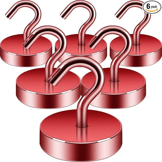 Neosmuk Magnetic Hooks, Cruise Ship Essentials, 80lb+ Heavy Duty Magnetic Hooks for Cruise Cabins, Refrigerator, Grill, Hanging, and Travel | Extra Strong Must-Haves Magnet Hook,Red