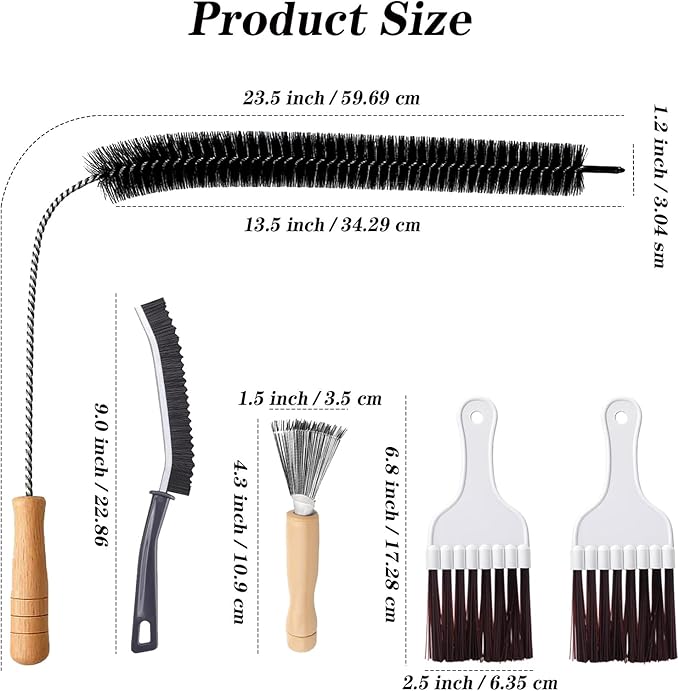 Refrigerator Coil Cleaning Brush Kit, 5-Pack Fridge Coil Cleaner Tools, Cleaner Brush Accessories for Refrigerator, Dryer Vents, Pipe, Sink, Toilet, Shower