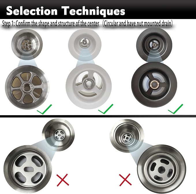 White Kitchen Sink Drain Basket Strainer Stopper Replacement for Polymer Sink Drain, TGEOND Brass Center Plug Removable Basket Drains