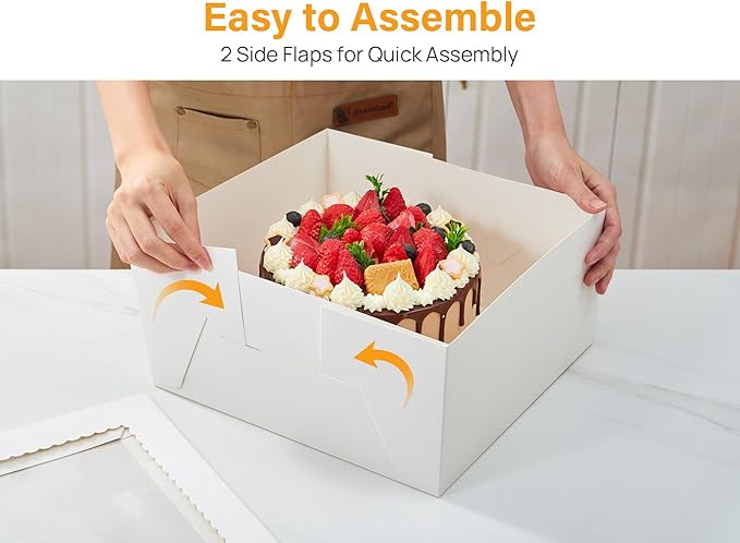 Kootek 15pcs Cake Boxes, 12x12x6 Inches Cake Box with Window, White Bakery Boxes, Large Baking Boxes, Square Cardboard Cake Box for Cakes, Baked Goods, Cake Decorating Supplies for Gift Giving