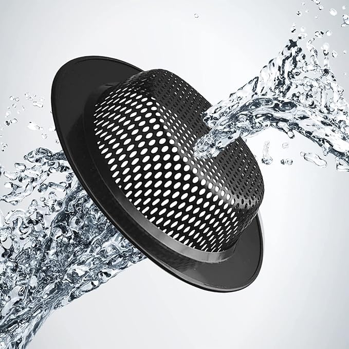 2 Pcs Black Stainless Steel Mesh Sink Drain Strainer, 4.5" Top / 3" Kitchen Filter Trap Basket, Large Food Catch for Bathroom Bathtub Wash Basin Floor Drain Balcony RV Drain Hole Electroplated Coatin