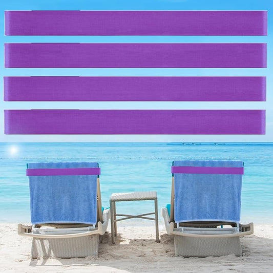 Beach Towel Bands (4 Pack), Beach Chair, Pool Chairs & Cruise Ship Essentials, The Better Towel Chair Clips Towel Holder Beach Towel Clips(Purple)