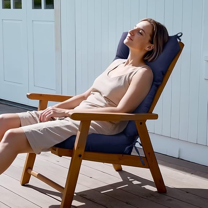 1 Pack Outdoor Chair Cushion Set Rocking Chair Cushion with Ties Overstuffed Seat Back Cushion Pad for Outdoor Indoor Home Garden Chair Use Yellow