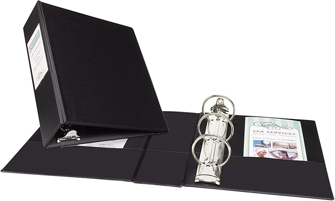 AVERY Mini Binder 2 Inch Round Rings Black | 5.5 x 8.5 Inch | Holds 375 Sheets | With Interior Pockets | Pack of 6