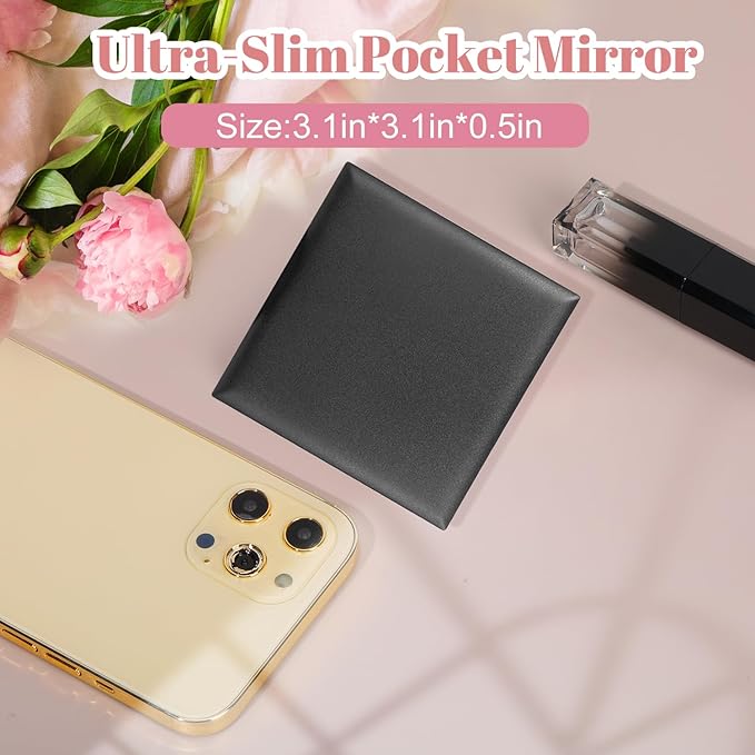ALLROSE Compact Mirror, 1X/3X Magnifying Travel Mirror with Light Small Purse Mirror Pocket Mirror for Makeup, Mini LED Portable Handheld Makeup Mirror Travel Essentials Gifts for Women Girls, Black