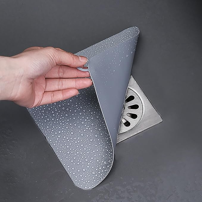 Silicone Tub Stopper Floor Drain Cover, 2 Pieces Sewer Anti-Odor Mat Deodorizing Drain Plugs for Kitchen, Bathroom, and Laundry (5x5 inch) Grey