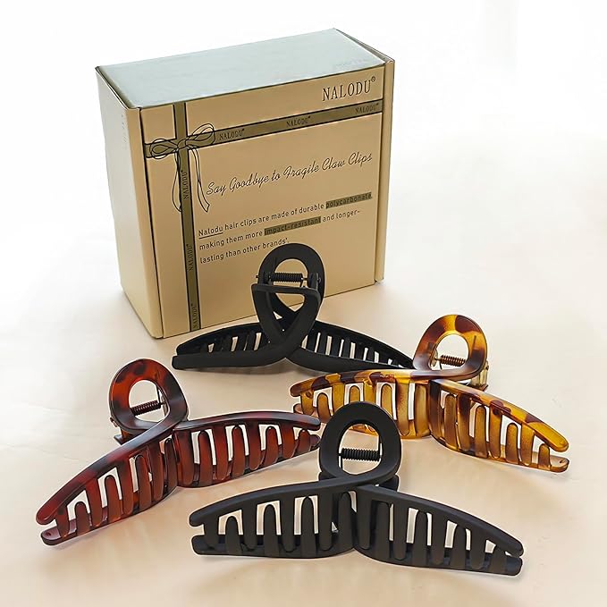 5 Inch Hair Claw Clips Extra Large No Slip Big Matte XL Clip for Thick Curly Long Hair Women, 4 Pack