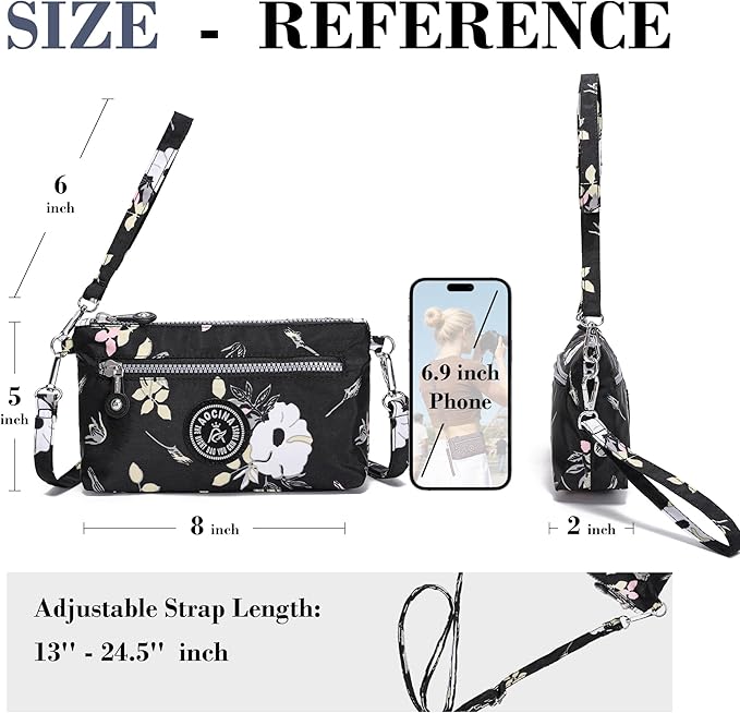 AOCINA Small Wristlet Wallet for Women RFID Blocking Crossbody Purse Gifts for Valentine's Day Nylon Cell Phone Purses