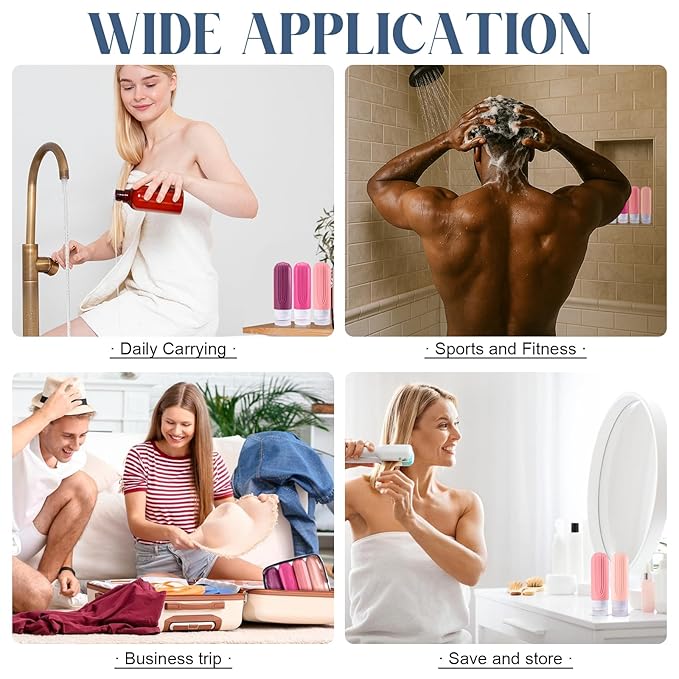 Travel Bottles for Toiletries, 3oz TSA Approved Travel Size Toiletries, Silicone Leak-Proof Refillable Containers, Squeezable Liquid Essentials Bottles W/Clear Bag (RED)