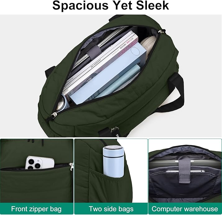 Tote Bag for Women Lightweight Quilted Puffy, Everyday Shoulder Bag Holds 15.6 Inch Laptop for Work Travel Gym