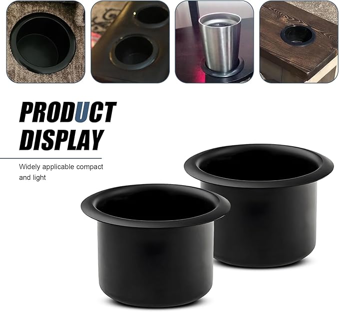 WZP 2PCS Couch Cup Holder, Metal Sofa Recliner-Handles Drop-in Cup Holder Insert Replacement, Drink Can Holder for Sofa Boat Rv Couch Car Truck Poker Table (Black)