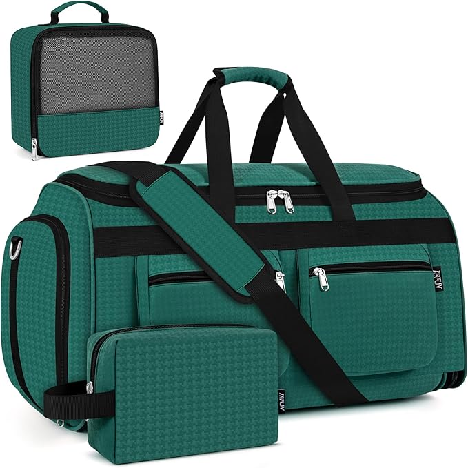 Convertible Garment Duffel Bags for Travel - Carry-on Garment Duffle with Toiletry Bag Storage Bag, Large Travel Duffel Bag, 2-in-1 Hanging Suit Bag, Weekender Bag for Men and Women, 3-Piece Set