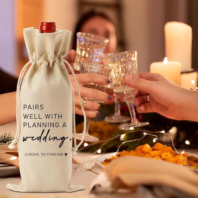 Engaged Engagement Bridal Shower Gifts for Couples Women Her Wedding Wine Bag Engagement Party Decorations for Bride Pairs Well With Planning Wedding Wine Accessory Sets