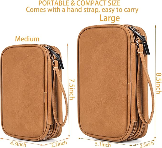 Universal Electronics Accessories Carrying Case, Electronic Cable Organizer Bag, Travel Cable Accessories Bag Pouch for Cable, USB, Cord, Charger, Phone, Power Bank, Earphone (Brown, Large)