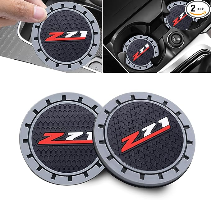 Car Cup Coaster for Chevy Z71 Recessed Silicone Cup Holder Coaster Interior Accessories 2.75in 2Pieces