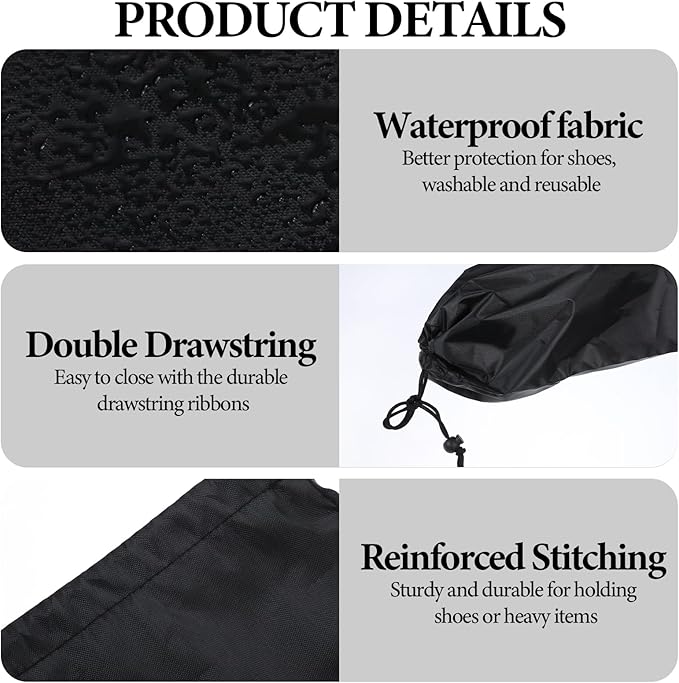 20 Pack Dust Bags For Shoes, Fabric Shoes Bags For Travel, Shoe Bag With Drawstring, Reusable Single Shoe Pouch For Protecting And Storing Shoes, Shoe Dust Bags For Men Women, Black