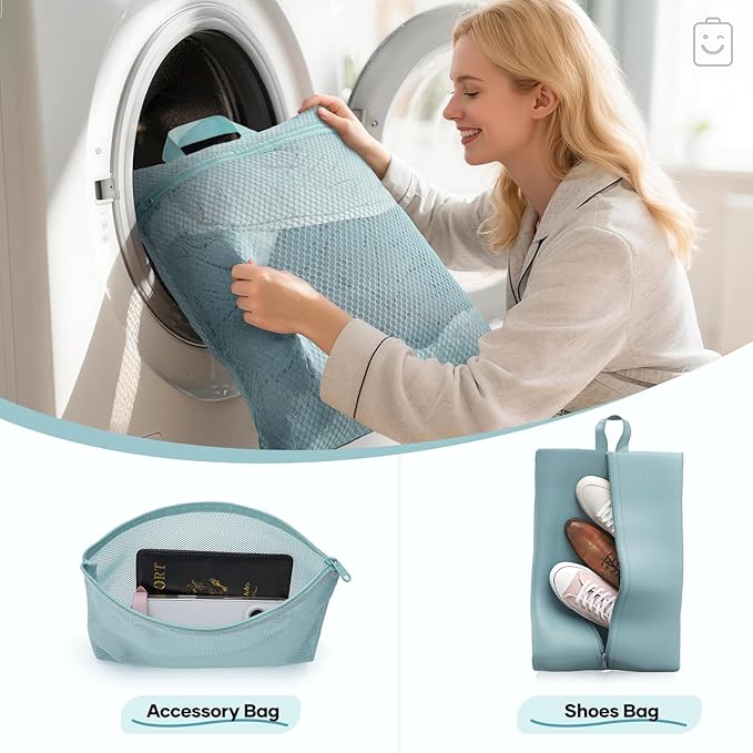 Veken 9/11 Set Compression Packing Cubes for Travel Essentials,Compressible Expandable Large Luggage Suitcase Organizer Bags for Clothing,Durable Space Saver Storage Bags with Toiletry Bags(Blue Gray)