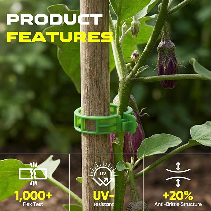 100pcs Secured Plant Clips,Plastic Trellis Garden Support Clips for Climbing, Outdoor Clips for Support Grape Tomato Vine Vegetables Plants,Reusable Clips to Grow Upright Makes Plants Healthier