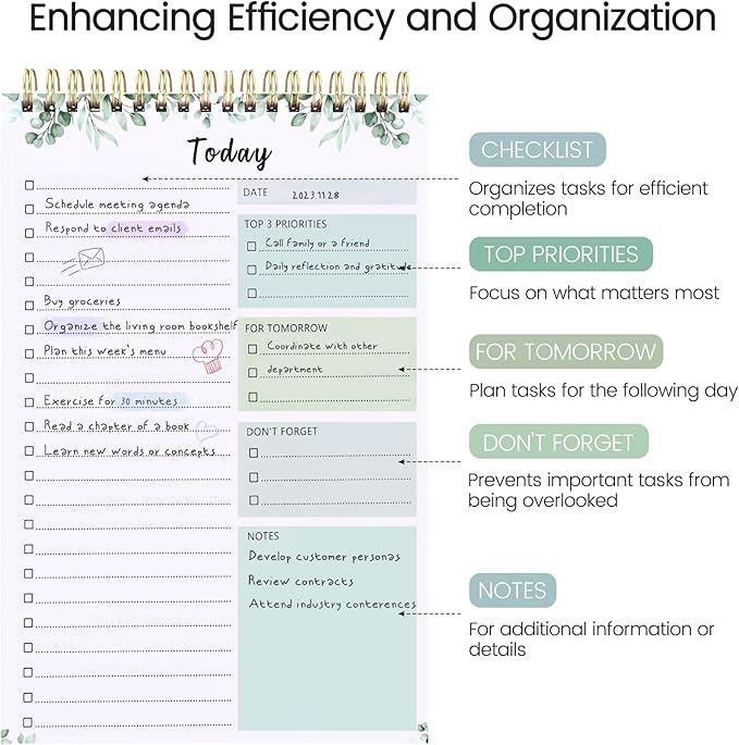 To Do List Notepad - To Do List Notebook for Work with 52 Sheets, Undated Daily Planner Perfect for Enhanced Productivity and Goal Achievement - Serene