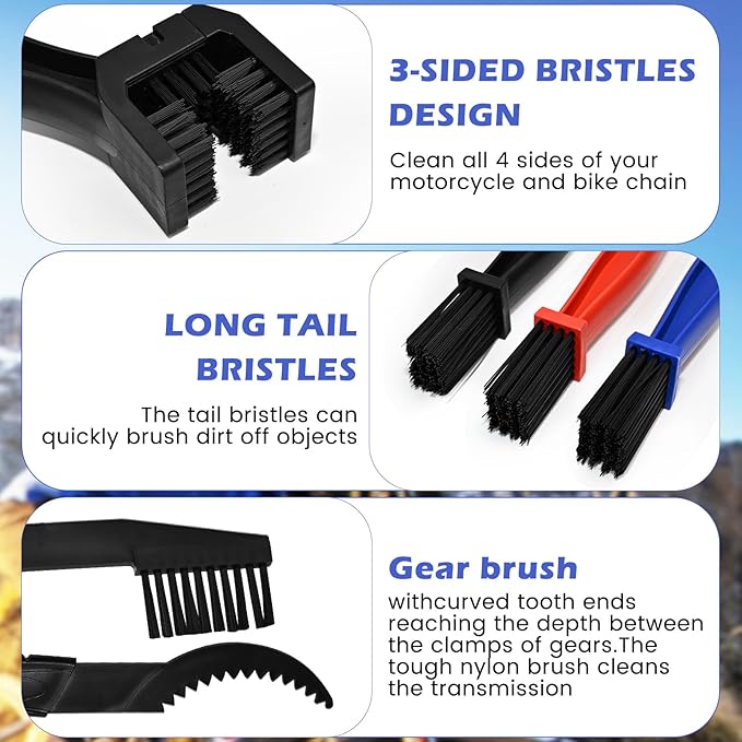 Bike or Motorcycle Chain Washer, Motorcycle Chain Gear Dirt Clean Brushes, Motorcycle Chain Brush Tool Set
