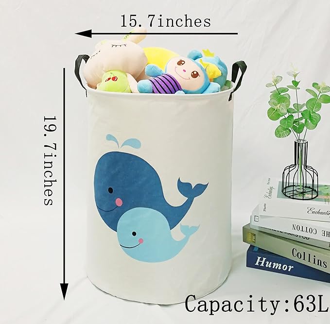 Kids Hamper Baby Laundry Basket Gift Toy Box Storage Nursery Bins Waterproof Organizer Large Canvas Collapsible Chest for Home/Dorm/Kitchen/Pet/Office/Closet/Shelf/Room Decor