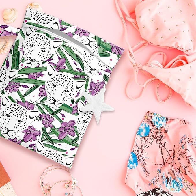 Wet Bag, Wet Dry Bag, Wet Bag for Swimsuit, Travel, Beach, Pool, Diapers, Dirty Yoga Gym Clothes, Makeup Bag, Waterproof Tropical Palm Leaves Decor Jungle Palm Leaf Favors