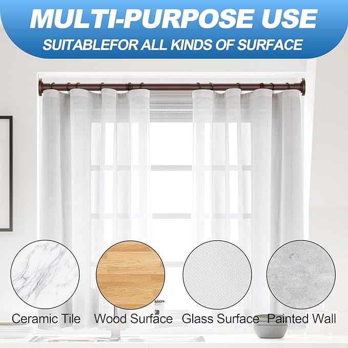 CorkLatta Bronze Shower Curtain Rod 31 to 92 Inch,1 Inch Diameter Adjustable Spring Tension Stainless Steel Telescoping Rod,Easy Install,No Rust