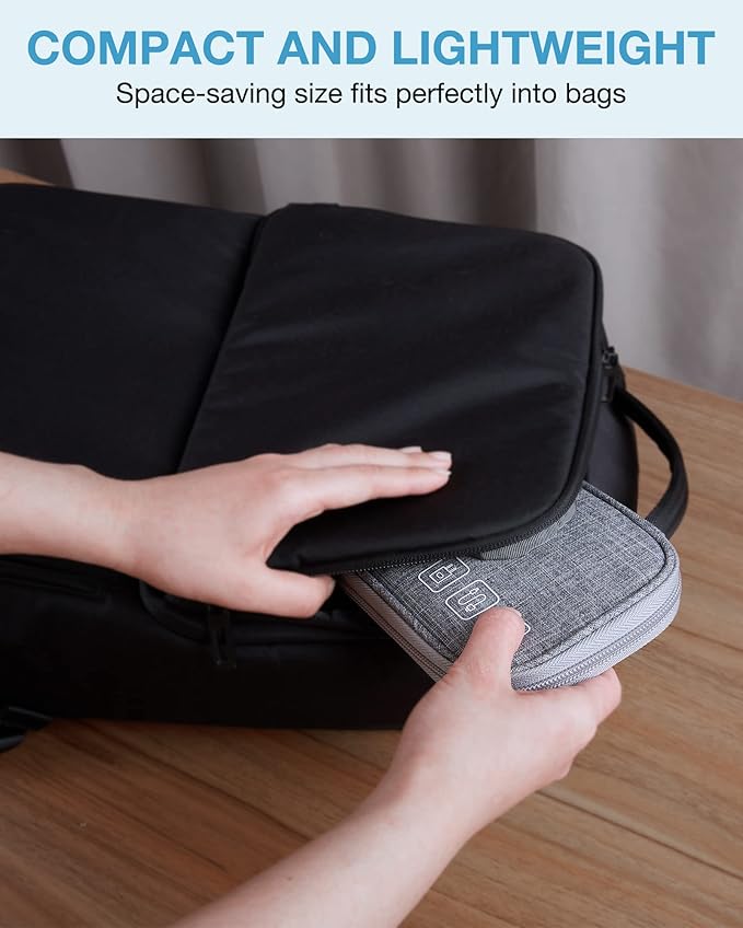 BAGSMART Cord Organizer Travel Cable Organizer Bag Tech Electronic Organizer Travel Case, Travel Essentials for Charger, Cable, Phone, Flash drive, Single Layer - Grey