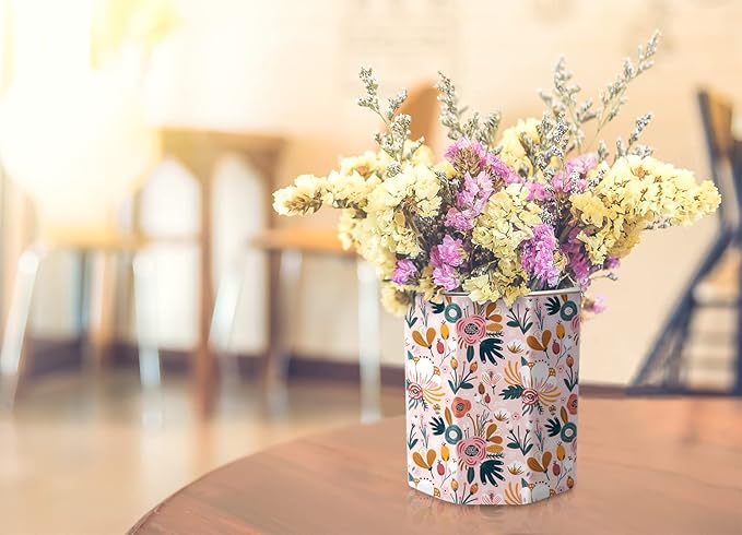 WAVEYU Large Capacity Colored Ceramic Floral Pencil Storage Marker Pen Holder, Cute Home Decor for Christmas, Holiday, Makeup Brush Holder for Girl Women Adult Teen Gift, Pink Flower