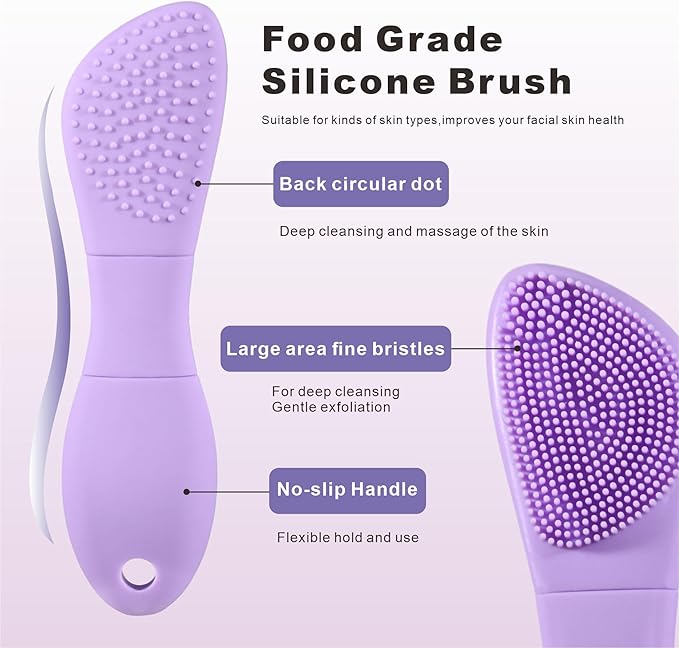 Blackhead Remover Tools, Black Head Remover for Face Nose, Silicone Face Scrubber Pore Cleaning Brush Mask Applicator for Daily Skin Care, Deep Clean Master Skin Care Tool for Women Men (Purple)