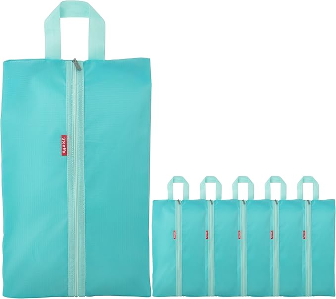 6pcs Portable Shoe Organizer, Travel Pouches with Zipper, Golf Shoe Bags, Clothes Bags, Soccer Cleats Bag Shoe Pouch for Gym, Waterproof, Odor-Resistant (Blue)