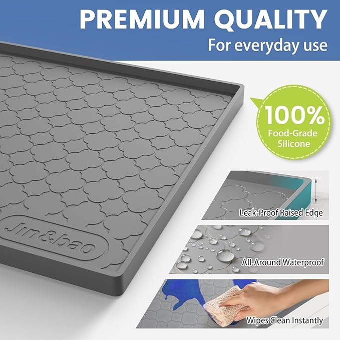 Jin&Bao Waterproof Under Sink Mat 37" x 22", Thick Silicone Mat Cabinet Protector for Kitchen and Bathroom, Shelf Liner, Home Organizer and Storage, Multipurpose Tray for Gadgets and Essentials