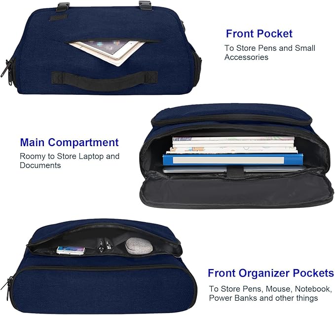 MATEIN Messenger Bag for Men, Briefcases Lightweight Men's Laptop Bag 17.3 inch Water Resistant Crossbody Satchel Computer Work Office Case with Shoulder Strap, Blue