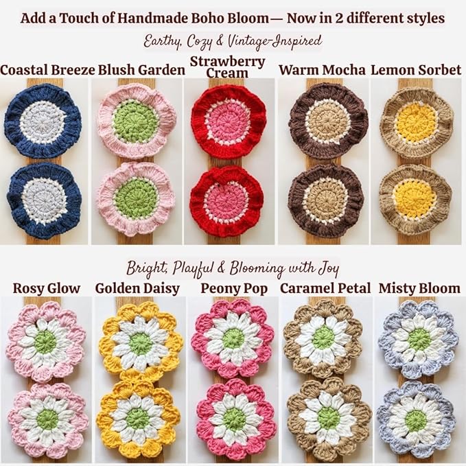 Cotton Crotchet Ruffled Flower Coaster Set (Blush Garden)