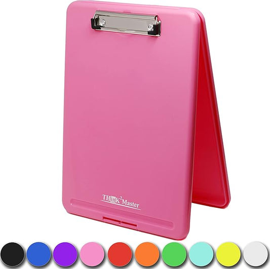 Think2Master Pink Plastic Storage Clipboard. | 25% Heavier & 25% Sturdier| Heavy Duty and Won’t Flex or Bend Like Other Brands (Compare The Weight). Storage Compartment Holds 150 Letter Sized Paper.