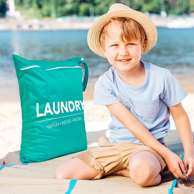 2 Pcs Large Travel Laundry Bag Waterproof Wet Dry Bag Washable Dirty Clothes Bag for Gym Clothes Laundry Wet Clothes Swimming Yoga