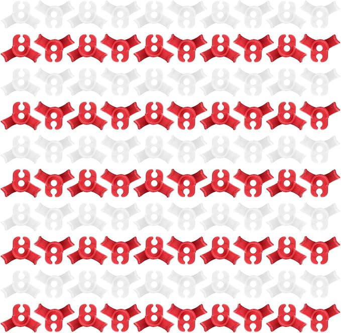 100 Pcs Plant LST Cilps, Low-Stress Plant Training Clips, Reusable 90-Degree Bendable Clips to Bend for Tomatoes Cucumbers Beans Climbing Plants in Indoor Outdoor Gardens (Red & White)