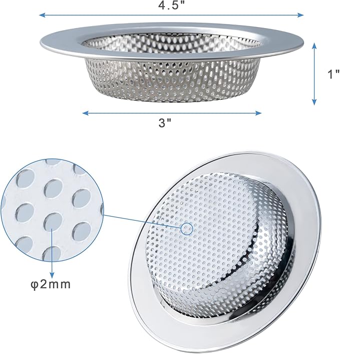 2 Pcs Sink Strainer for Most Kitchen Sink Drain Basket, Upgraded Double-Layer Safe Design Kitchen Sink Strainer (Outer Diameter 4.5 Inch)