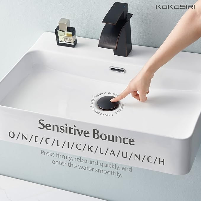 KOKOSIRI Pop Up Sink Drain with Strainer Basket, Oil Rubbed Bronze Bathroom Sink Drain with Detachable Hair Catcher Anti Clogging for Vanity Vessel Sink Without Overflow, C1002ORB