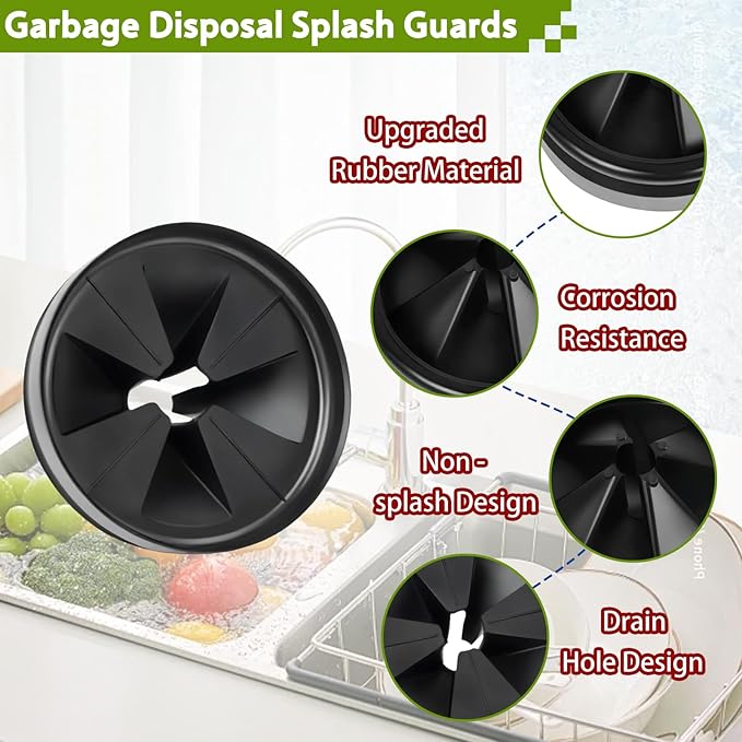 4 Pack 3 3/8 Inch Garbage Disposal Splash Guard – QCB-AM Silicone Splash Baffle with Noise Reduction, Leak-Proof Drain Protector Accessories, Compatible with InSinkErator Evolution