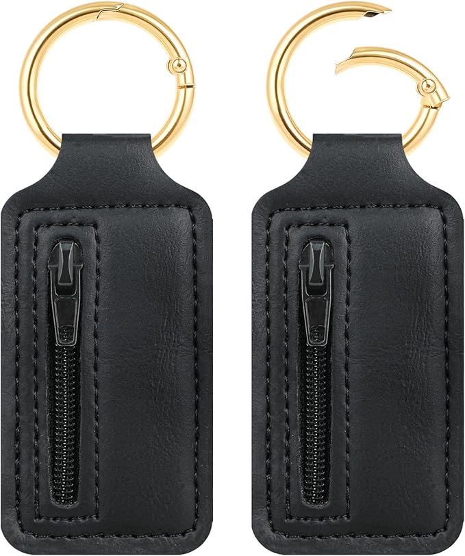 2 Pcs Mini Travel Jewelry Organizer – Dual-Sided Zippered Jewelry Case with Detachable Metal Ring, Small Portable PU Leather Storage Pouch for Rings, Necklaces – Gift for Women, Girls