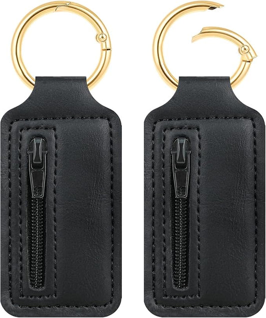 2 Pcs Mini Travel Jewelry Organizer – Dual-Sided Zippered Jewelry Case with Detachable Metal Ring, Small Portable PU Leather Storage Pouch for Rings, Necklaces – Gift for Women, Girls