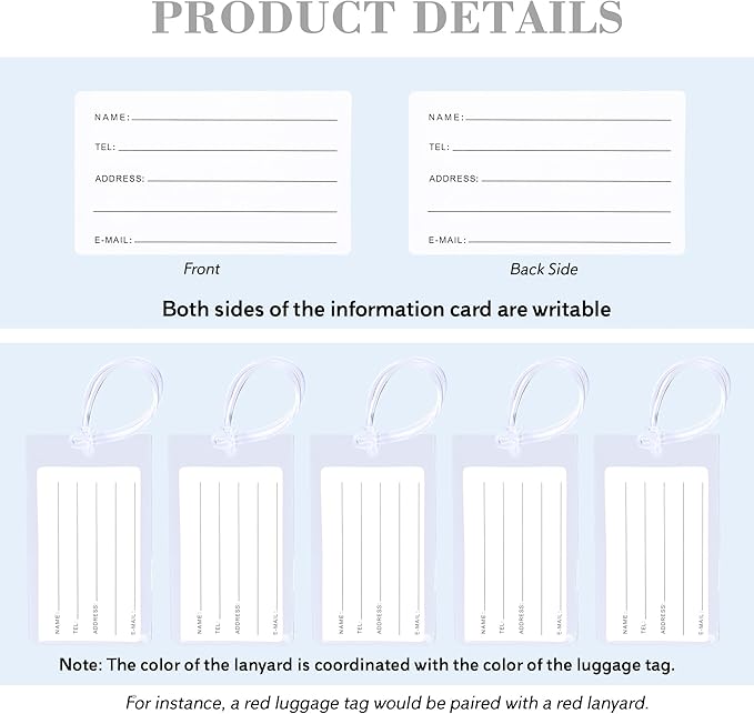 30 Pack Luggage Tags for Suitcases, Airplane Travel Essentials for Flying, International Travel Must-Haves, and Luggage Accessories by Sodsay